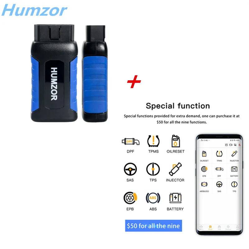 HUMZOR NexzDAS Lite полная система Bluetooth диагностический инструмент для Android - Цвет: Серый