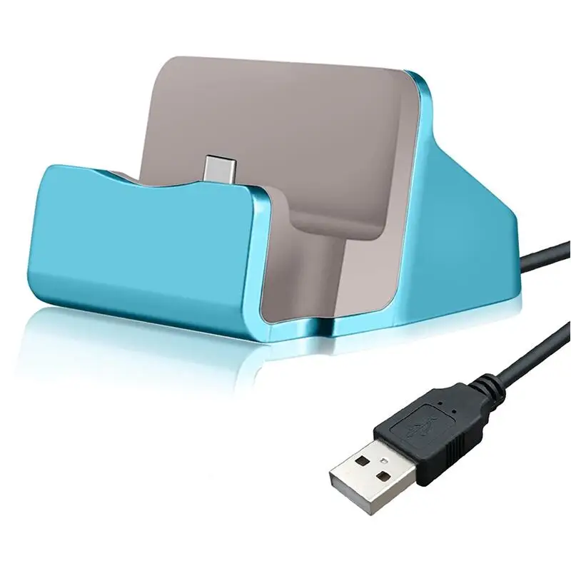 BRSUANG Micro type-C USB синхронизация данных быстрое зарядное устройство док-станция Мобильный телефон Расширение Док-станция для iPhone samsung huawei Nokia LG и т. Д - Тип штекера: Blue