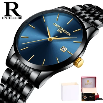 

R Top Brand Watch Men Fashion Waterproof Wristwatch Mens Watches Quartz Date Clock Full Steel Business Men's Watch Golden