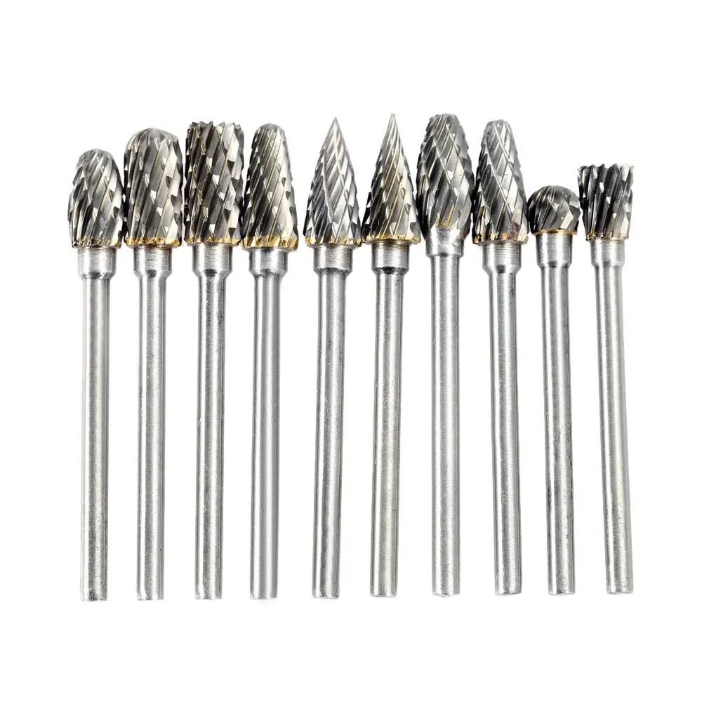 Electric accessories grinding 10pcs 0 12 0 24 inch tungsten milling cutter Rotary Burr Set CNC