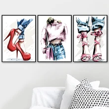Fashion Woman Haunch Bag Shoe Wall Art Canvas Painting Nordic Posters And Print Wall Pictures For Living Room Girl Bedroom Decor
