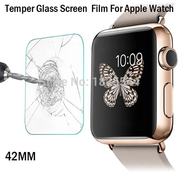 

2pcs/lot 2017 New OEM Ultra Thin 9H Tempered Glass Screen Film Glass Screen Protector For iWatch 42mm 38mm protictive film