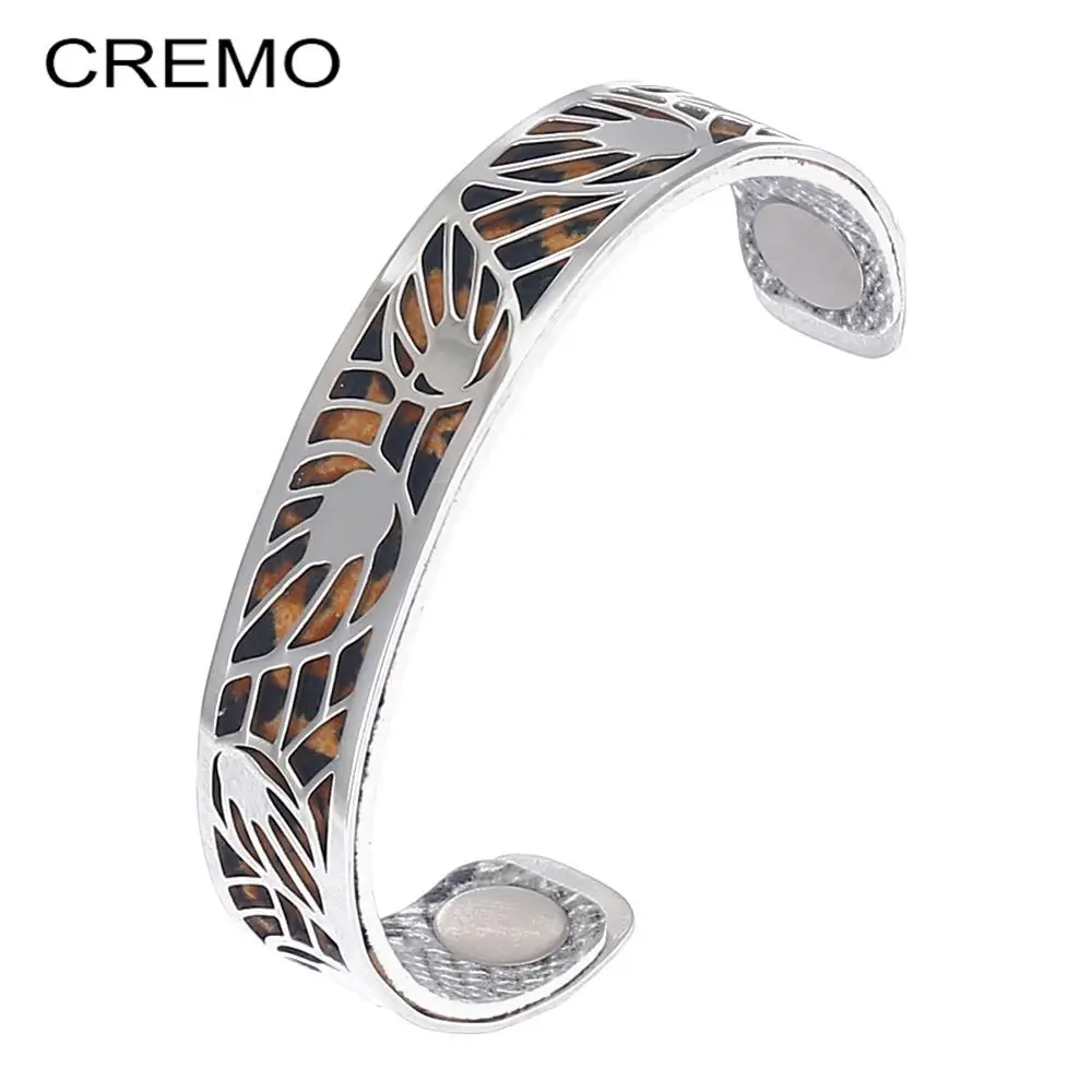 Браслеты Cremo для женщин бижутерия Браслет манжета со стальными полыми листьями