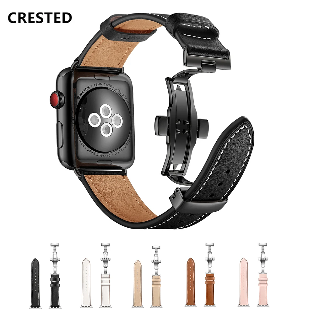 Ремешок из натуральной кожи для Apple watch 4 ремешка 44 мм 40 Iwatch band 42 correa 38 браслет