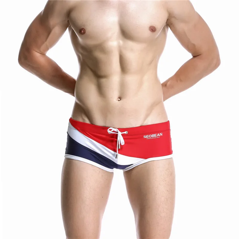 

New Seobean men's swimwear sexy man swimming briefs board shorts low waist swimsuit triangula Size M,L,XL 1620903
