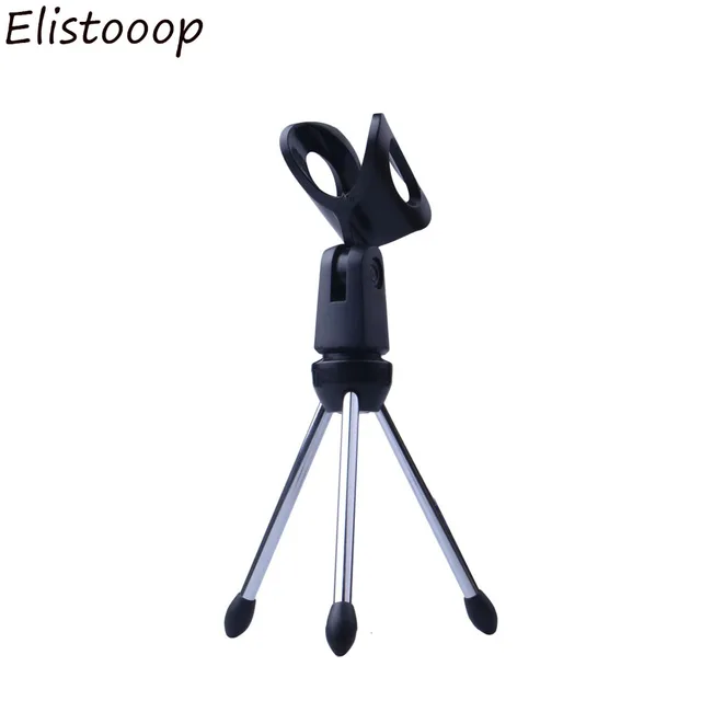 Elistooop Mini Portable Table Tops Microphone Tripod Zinc Alloy Mic Stand Bracket Desktop Adjustable Microphones Tripods Holder