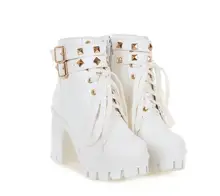 Boots, women’s shoes, spring, autumn, winter, with Martin boots, thick heels, waterproof platform, white, 40 black, 41 big, 43.