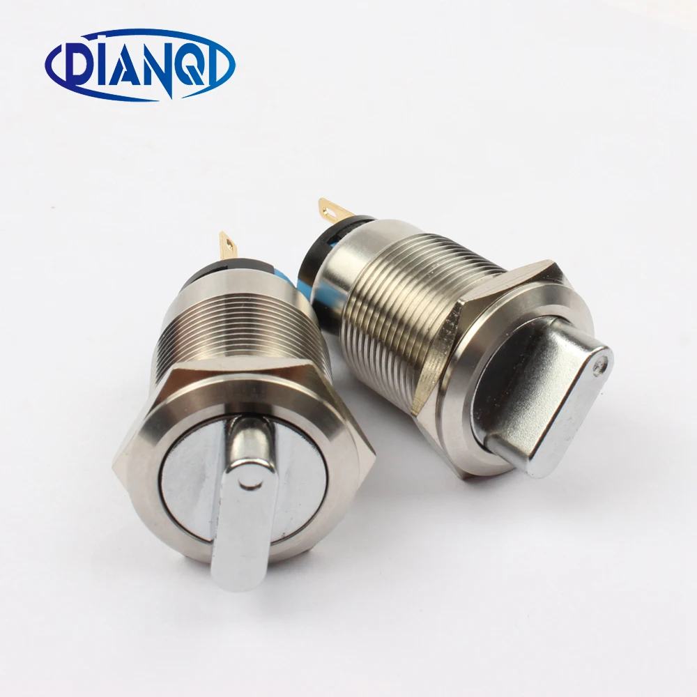 19mm metal rotary push button brass 2 position latching selector rotary