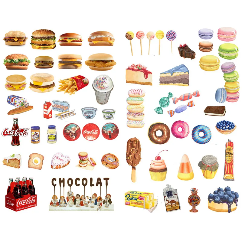 1 Pcs Fast Food Hamburger Dessert Decor Kawaii Aesthetic Stickers Scrapbooking Cute Logo Staionery Back To School Supplies Stationery Sticker Aliexpress