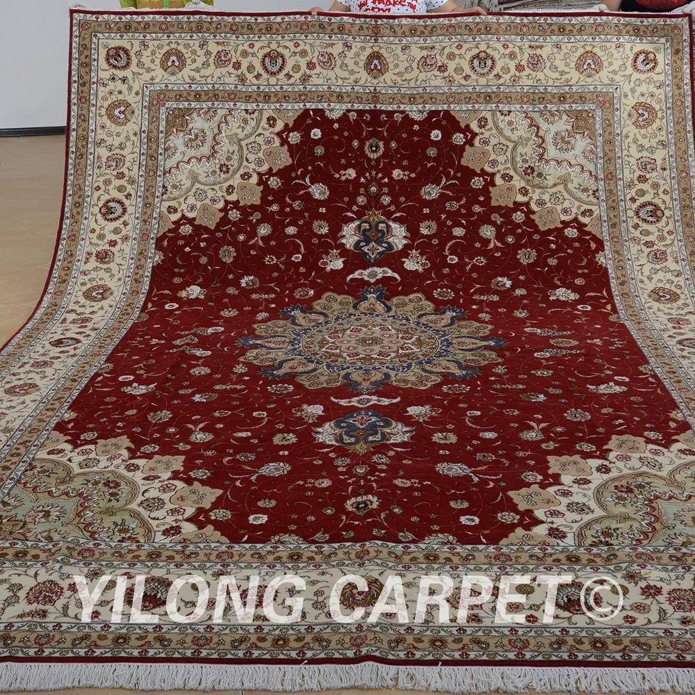 Yilong 9 'x 12' Восточная большая площадь шерстяной ковер ручной работы изысканный