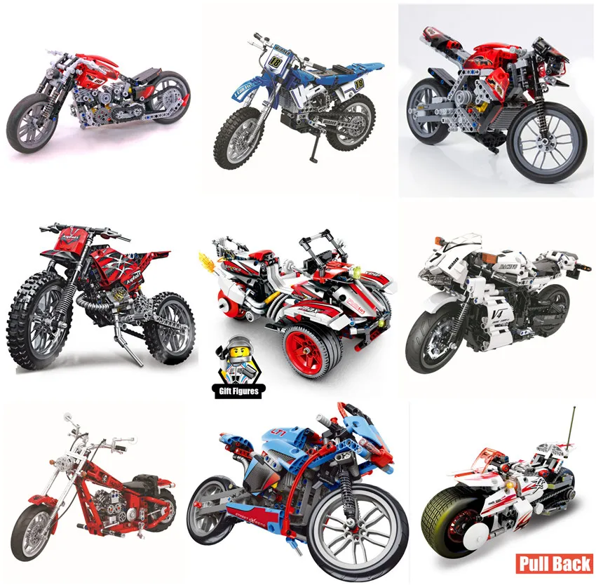 

New Technic series Motorcycle motorbike racing car fit legoings technic Building Blocks brick model car kits gift kid toys