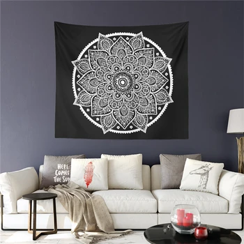 

Mandala Tapestry Boho Colorful Elephant Print Wall Hanging Hamsa Hand Print Wall Blanket Living Room Soft Thin Carpet D30