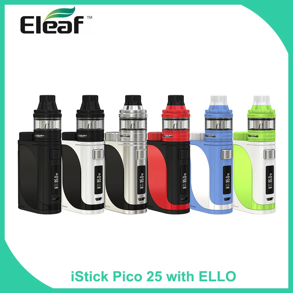 

Original Eleaf iStick Pico 25 Kit with 2ml ELLO Atomizer 25mm Diameter HW Coils1-85W Box Mod fits 18650 battery E Cigarette Vape