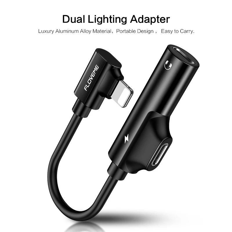 

FDBRO 2 in 1 Audio Adapter For iPhone XS XR X 7 8 Plus Charging Audio Charger Adapter For Lightning Jack To Earphone Splitter