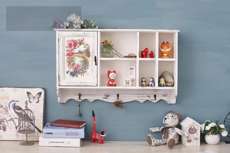 

1PC Creative Retro Wall Hanging Decoration Drawer Cabinets Wooden Room Bedroom Closet Lockers with Hook Storage Box NM 008