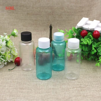 

50pcs 80ml green/clear Plastic bottle small volume medicine bottle 80cc black/white plastic screw cap bottle
