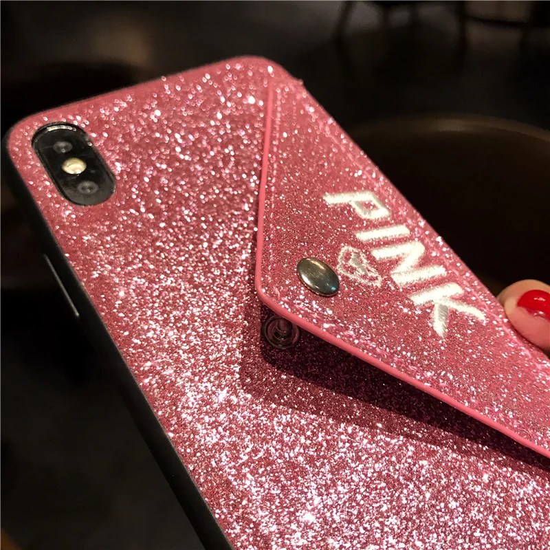 Мода Victorias розовый конверт держатель для карт кошелек чехол для телефона для iPhone 6 6S 7 8 Plus X Xs Max Xr блестящие secret Для женщин крышка