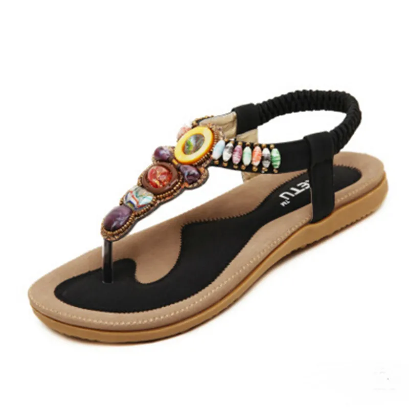 

2017 NEW Rome section Pinch Large size Women sandals 41,42 After the loop with Beaded sandals
