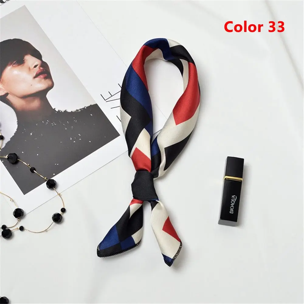 Летняя новинка, модный элегантный женский Шелковый атласный шарф, обтягивающий Ретро головной убор, маленькая винтажная повязка для волос для женщин и девушек - Цвет: Color 33