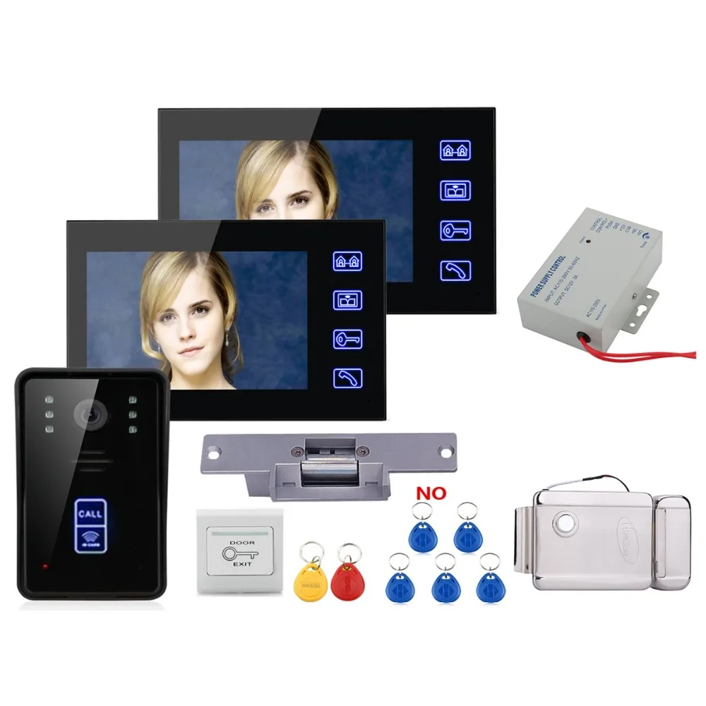 

Home Security 7 Inch Video Door Phone Doorbell Intercom Kit Security Camera Intercom System 1-camera 1-monitor Night Vision+Lock