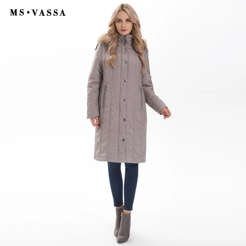MS VASSA Winter Parkas Women 2018 New Fashion Autumn ladies long jackets detachable hood with fake fur plus size 7XL outerwear