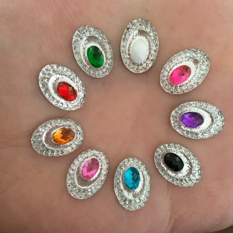 

Resin 200PCS 10*14mm Peacock Oval FlatBack Rhinestone Appliques/wedding DIY Button craft D59A*5
