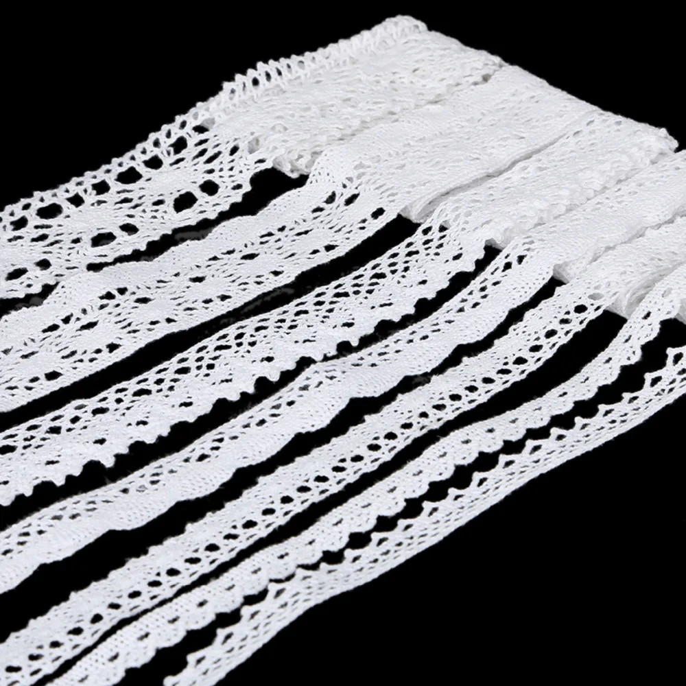 

10Yards/lot Random 5 Styles White Color Cotton Knitted Lace Fabric Trimming Ribbon Sewing Accessories Sticker Craft Decoration