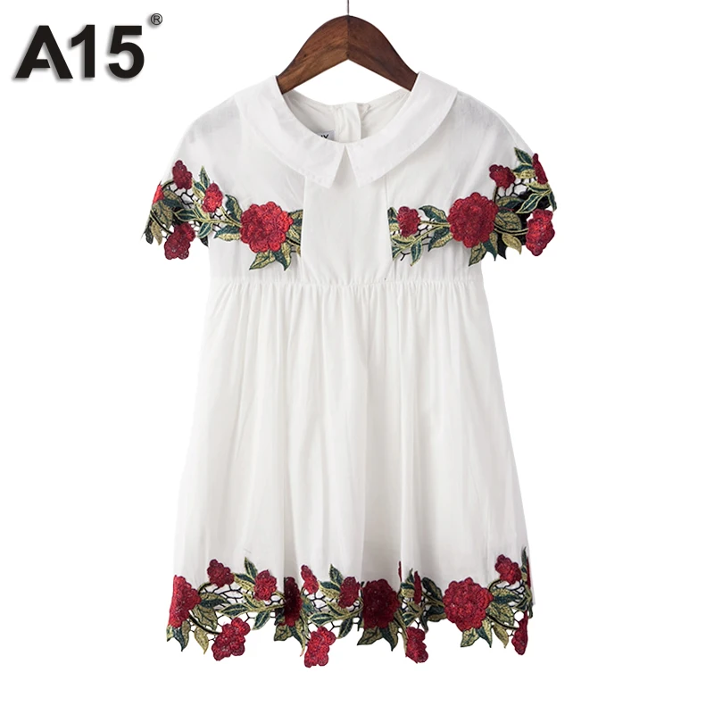 

A15 Girls Dress Summer 2017 Brand White Lace Dress Flower Kids Dress for Girls Children Teenage Clothes Age 2 3 4 5 6 14 16 Year