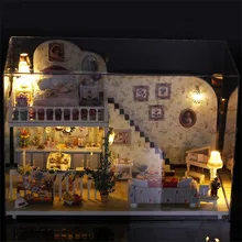 CuteDIY рождественский дом набор, миниатюрный кукольный домик светодиодный набор мебели Рождественский подарок Прямая