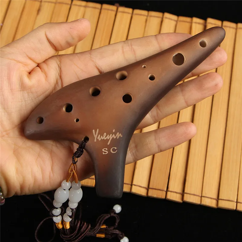 Alta calidad 12 agujeros Ocarina Alto y Soprano C/G/F llave ahumada proceso de quema profesional de cerámica Zelda flauta instrumentos musicales