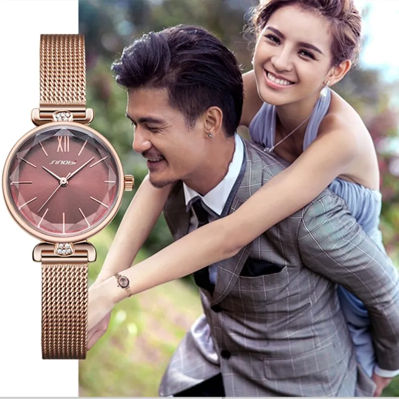 

SINOBI Fashion Elegant Watch Women Watches Diamond Thin Watch Japan Quartz Watch Ladies Rose Golden Wristwatch Montre Femme 2019
