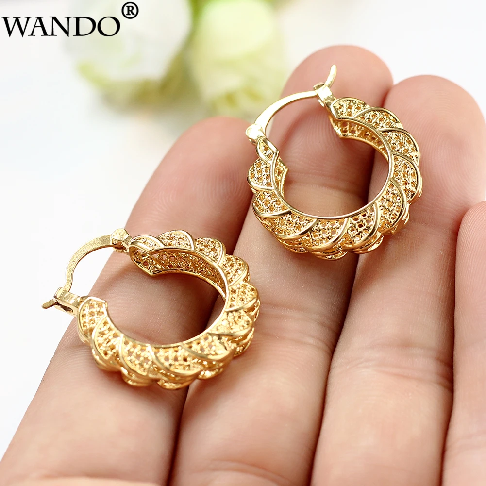 

WANDO Ethiopian French Jewelry Gold color National Copper Earrings For Women Wedding Earrings Gifts E86