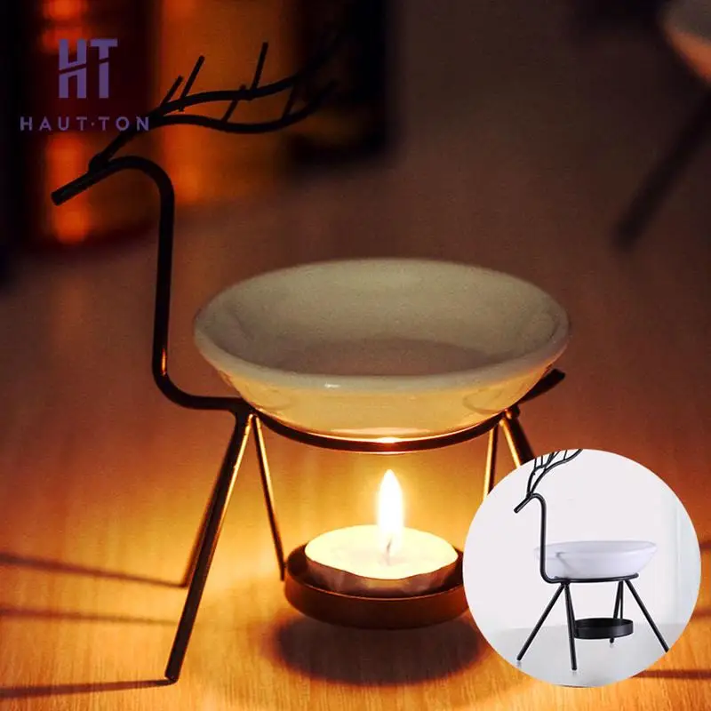 

Ceramic Deerlet Iron Rack Essential Oil Furnace Creative Personality Aroma Burner Birthday Gift Supply Home Decor