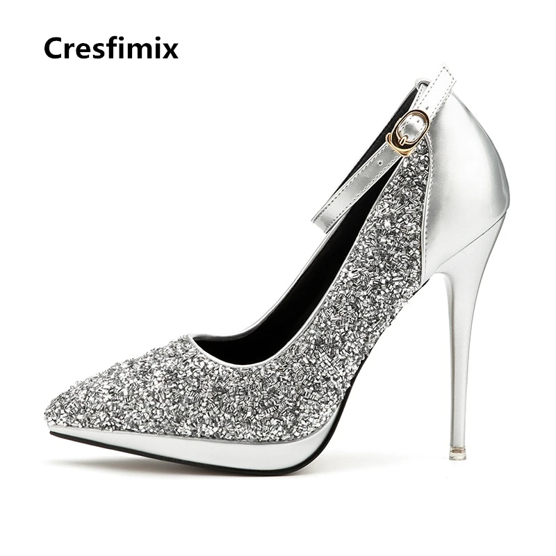 B d De Altos Spike a Negro Comfy Zapatos Punta Tacones Garras Mujeres Estrecha c Cresfimix Hauts Alto Femmes Señora Shinning Moda Tacón C2609 e Sexy q0UzRBSn
