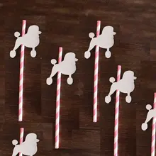 Блеск Пудель Бумага питьевой Соломинки пользовательские собака породы Свадебные Детский наряд для дня Рождения душ девичник пьет чай партии соломы