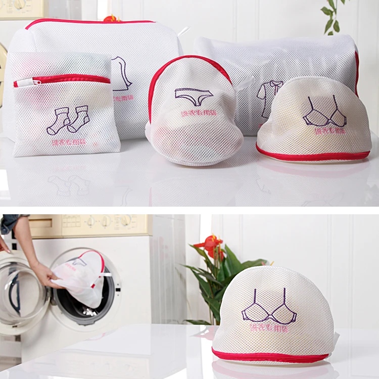 

5Pcs/set Thickened Double Layer Zippered Mesh Laundry Bag Clothes Protector Washing Bra Lingerie Wash Bags Free Shipping