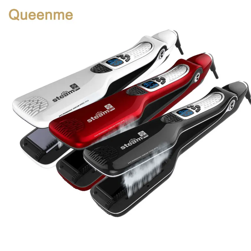 Queenme Electric Steam Hair Straightener Brush Professional Personalized Steampod Hair Straightener Comb Fast Hair Styling Tools