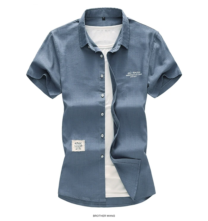 Мужская льняная рубашка размера плюс 5XL 6XL 7XL летняя новая модная Повседневная рубашка с коротким рукавом мужская брендовая одежда
