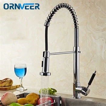 

New Design Solid Brass Single Handle Mixer Sink Tap Pull Out Chrome Kitchen Faucet Hot and Cold Water torneira K001