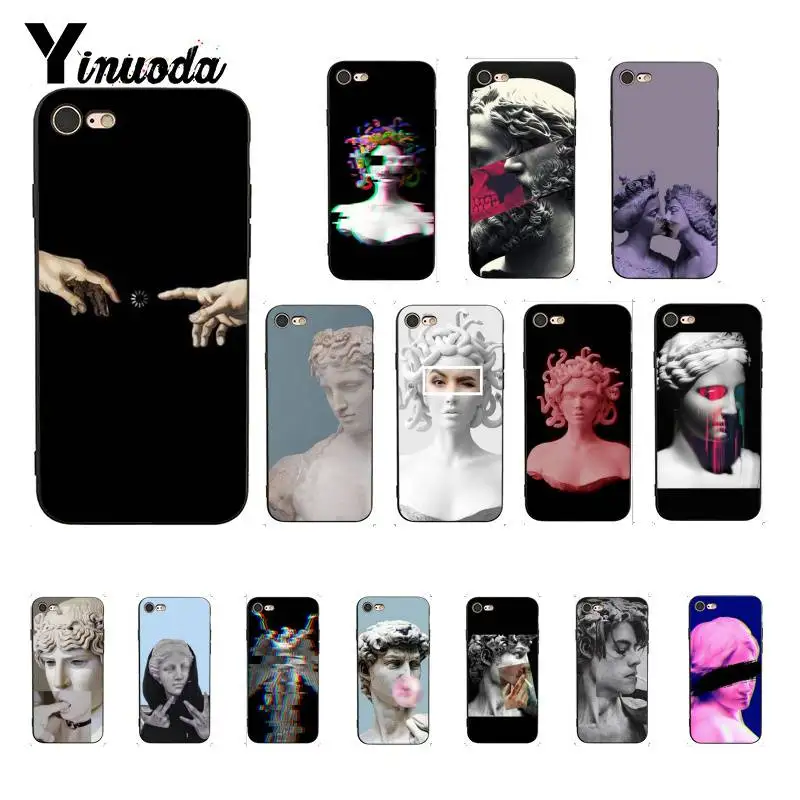 

Yinuoda Vintage Plaster Statue David Art Black Soft Silicone Phone Case for iPhone 5 5Sx 6 7 7plus 8 8Plus X XS MAX XR 10 Case