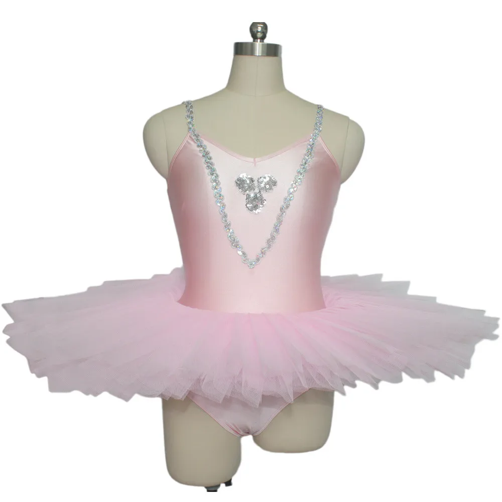 Classical Ballet Dress Tutus with Sequin Straps and Flower V Front