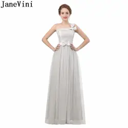 JaneVini одно плечо светло-серый Для женщин длинные платья подружек невесты вечерние платье Элегантные Формальные платья взрослых платье Robe