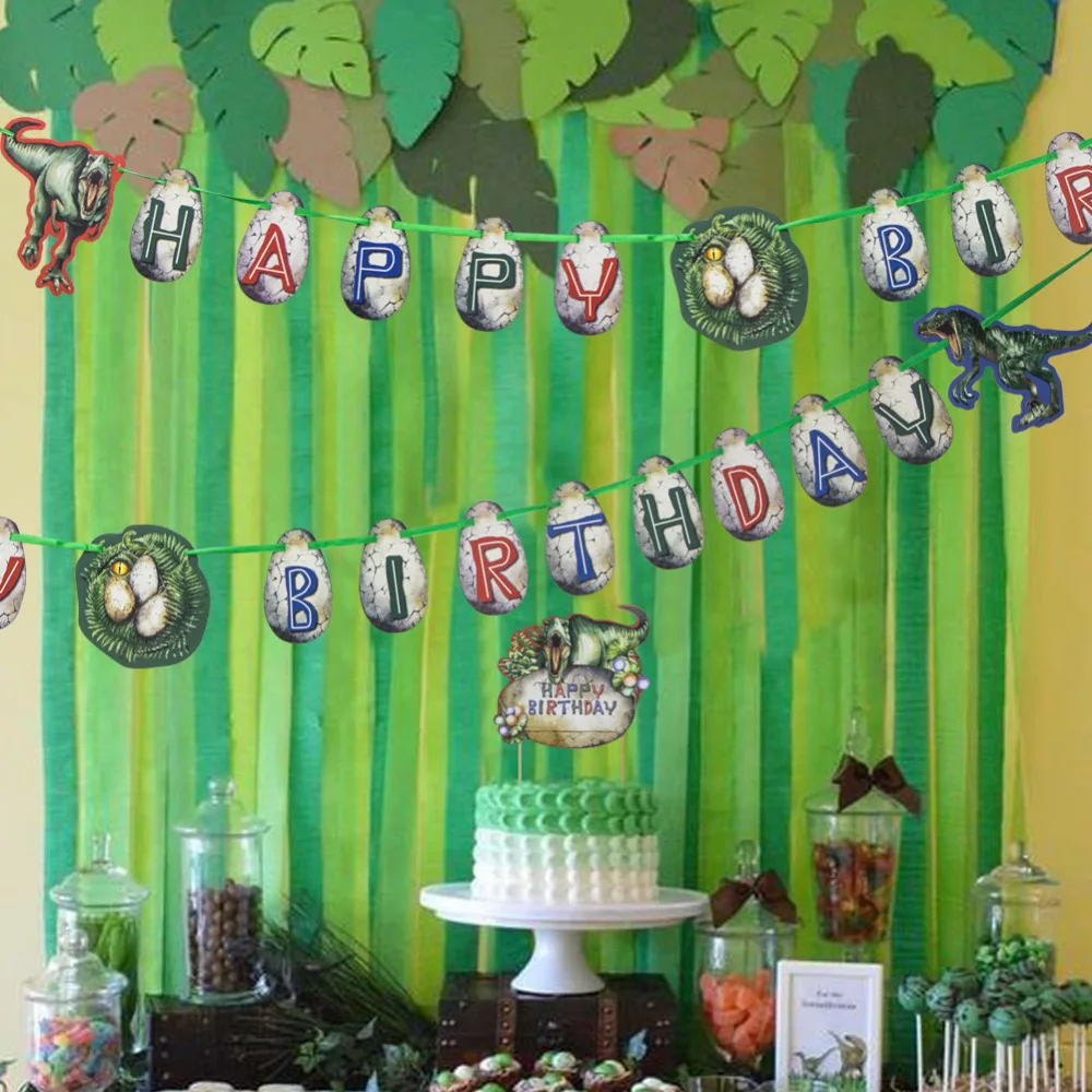 Парк Юрского периода Динозавр тематическая вечеринка на день рождения украшения с днем рождения баннер торт Топпер кекс Топпер комплект подвесной вихревой Декор