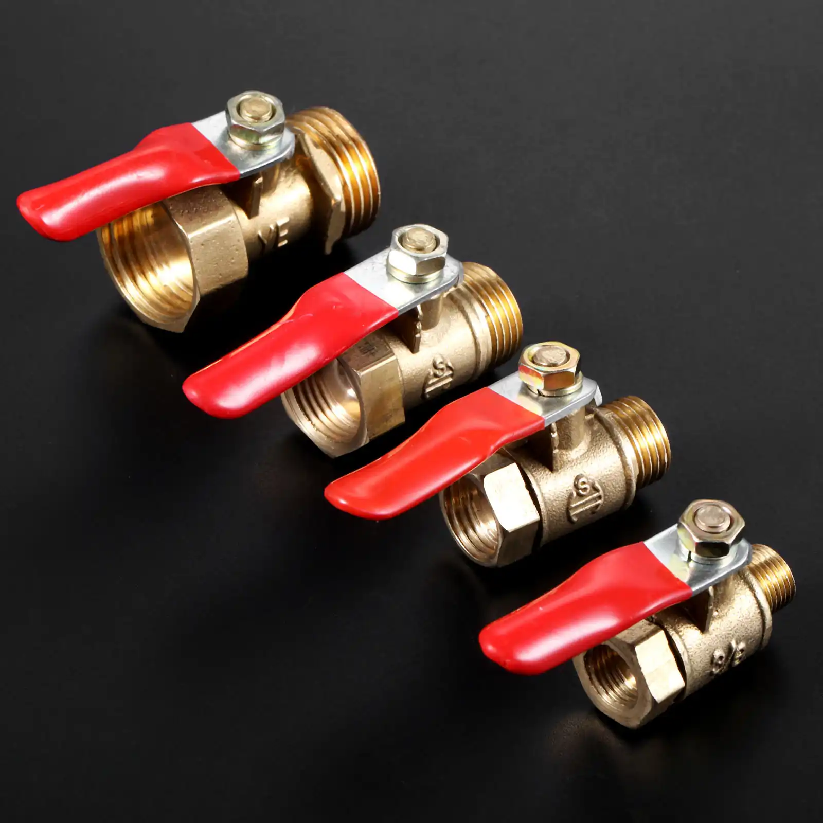 1pc 1//8/" 1//4/" 3//8/" 1//2/" Female to Male Thread Brass Ball Valve for Piping System