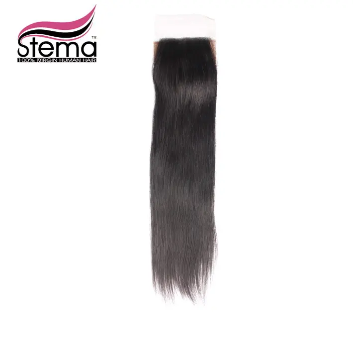 

Free Shipping U Part 4X4 Size 7A Unprocessed Brazilian Virgin Hair Straight Silk Base Closure Remy Human Hair Weave Extensions