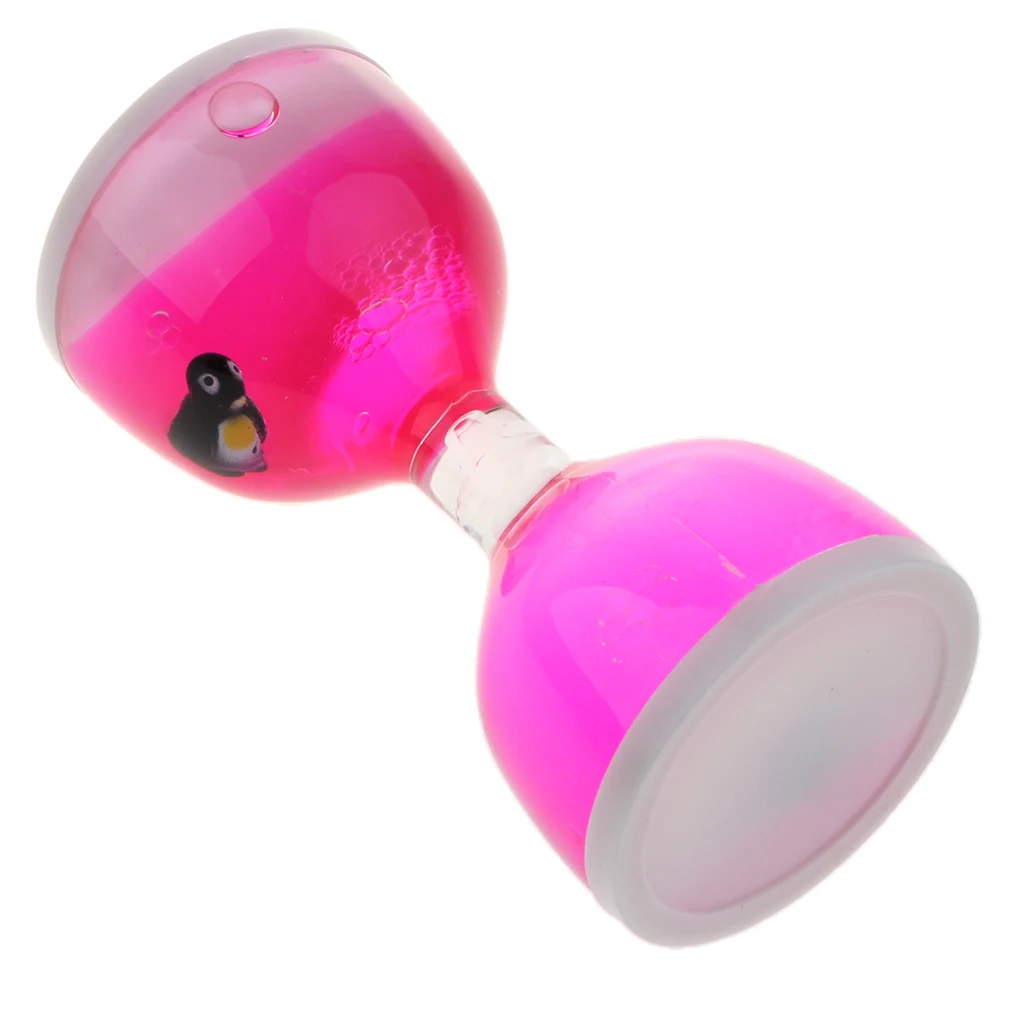 Liquid Motion Bubbler Timer Desk Sensory Toy Dolphin Animal Floating Oil Hourglass for Fidgeting Stress Relief Gifts Pink