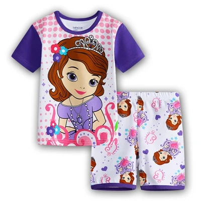 В розницу! Летние детские пижамы с рисунком для девочек, детские пижамы принцессы, Семейный комплект одежды, одежда для сна с принтом для малышей - Цвет: at the pictures