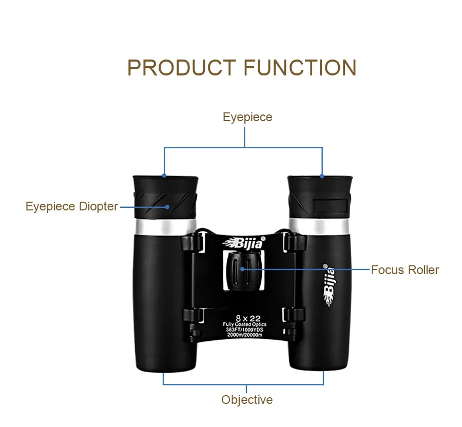 BIJIA 8x22 Высокое качество HD легкий открытый портативный бинокль складной компактный бинокль для детей для охоты