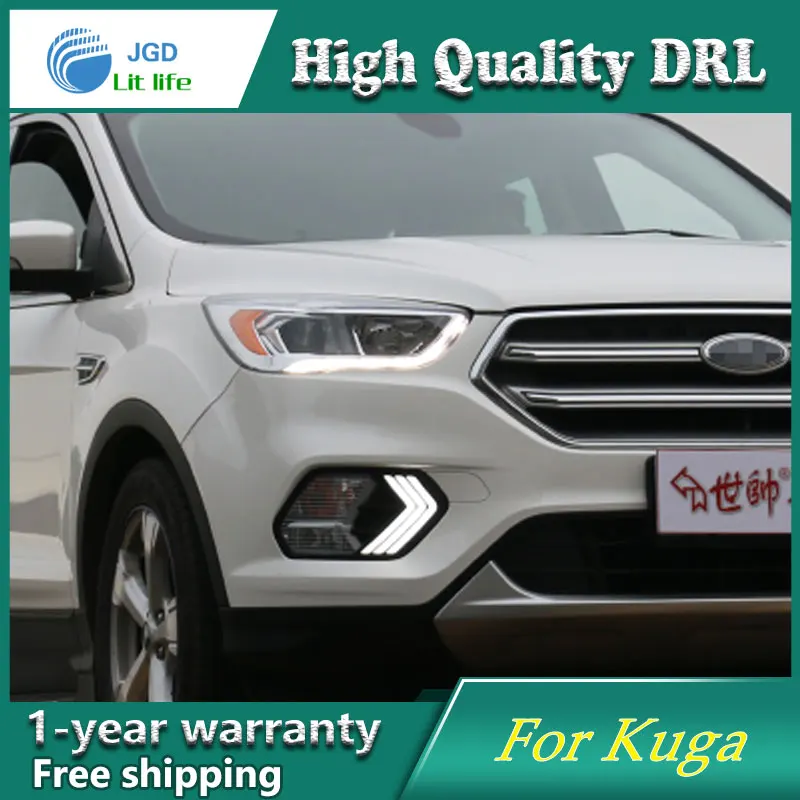 

Free shipping ! 12V 6000k LED DRL Daytime running light case for Ford Kuga 2016 2017 Daytime Running Lights fog lights