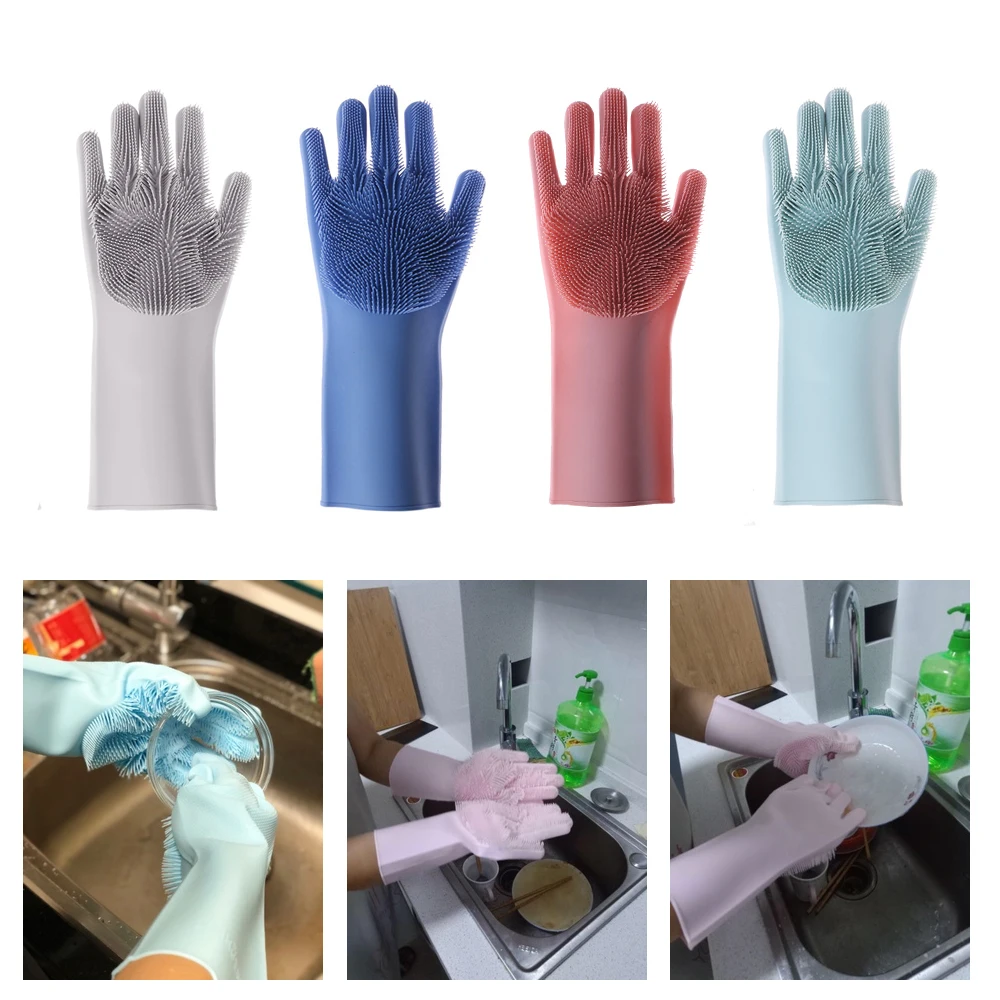 Silicone Dish Washing Gloves Eco Friendly Multipurpose Scrubber Car